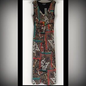 Sleeveless Paisley Patchwork Maxi Dress in Multicolor